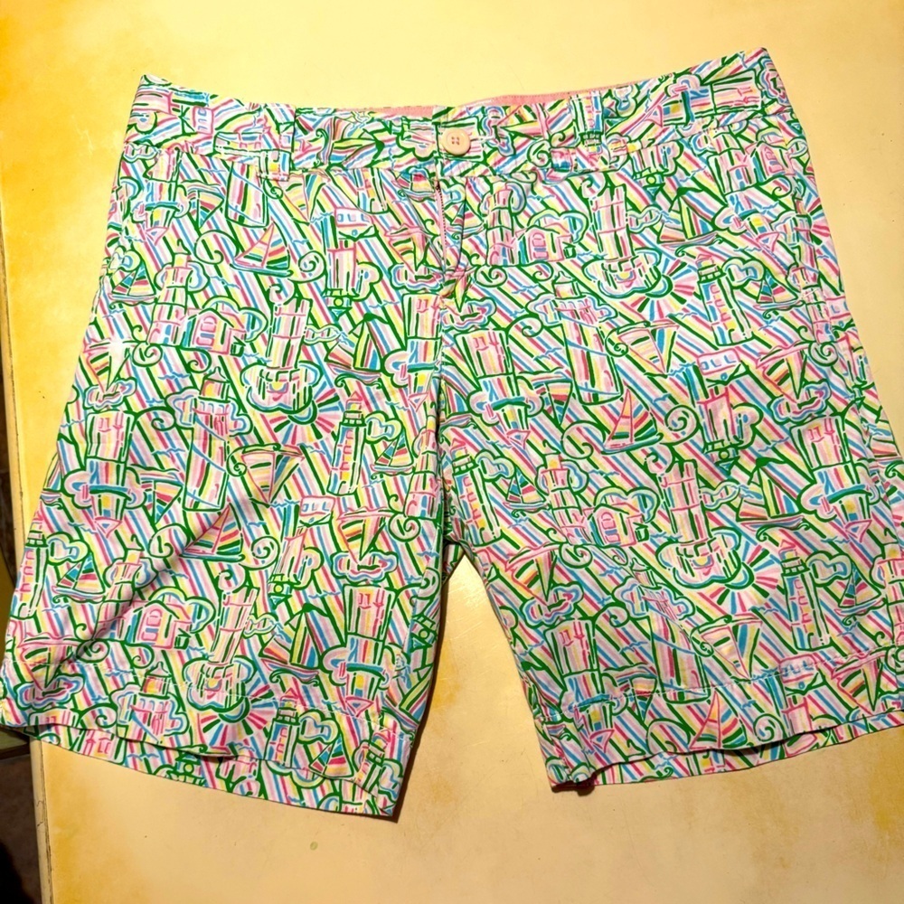 Lilly Pulitzer Women's Sz 10 Boats & Lighthouses Shorts Front‎ & Back Pockets